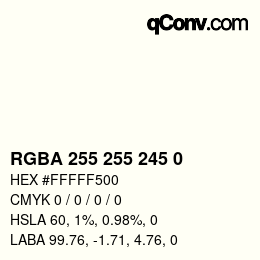 Color code: RGBA 255 255 245 0 | qconv.com