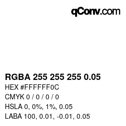 Code couleur: RGBA 255 255 255 0.05 | qconv.com