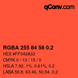 Código de color: RGBA 255 84 58 0.2 | qconv.com