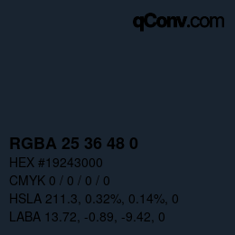 Color code: RGBA 25 36 48 0 | qconv.com