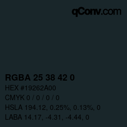 Color code: RGBA 25 38 42 0 | qconv.com