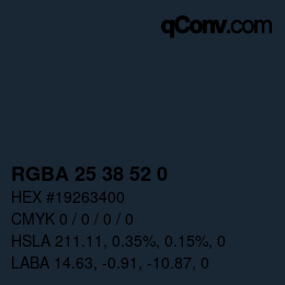 Color code: RGBA 25 38 52 0 | qconv.com