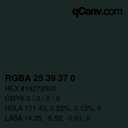 Color code: RGBA 25 39 37 0 | qconv.com