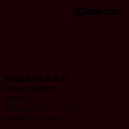 Farbcode: RGBA 26 0 4 0 | qconv.com