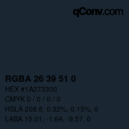 Color code: RGBA 26 39 51 0 | qconv.com