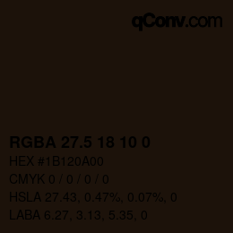 Color code: RGBA 27.5 18 10 0 | qconv.com