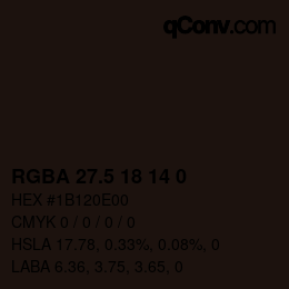 Color code: RGBA 27.5 18 14 0 | qconv.com