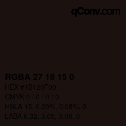 Farbcode: RGBA 27 18 15 0 | qconv.com