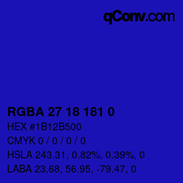 Color code: RGBA 27 18 181 0 | qconv.com