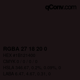 Color code: RGBA 27 18 20 0 | qconv.com