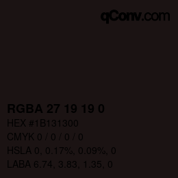 Color code: RGBA 27 19 19 0 | qconv.com