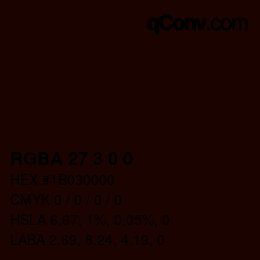 颜色代码: RGBA 27 3 0 0 | qconv.com