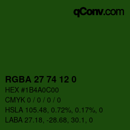 Farbcode: RGBA 27 74 12 0 | qconv.com
