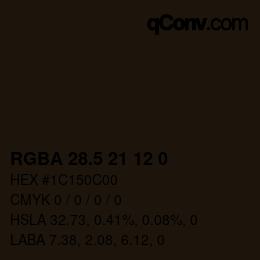 カラーコード: RGBA 28.5 21 12 0 | qconv.com