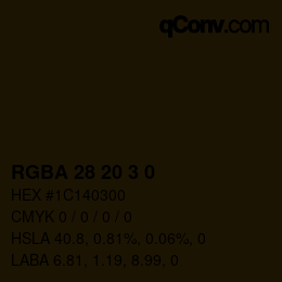 Color code: RGBA 28 20 3 0 | qconv.com