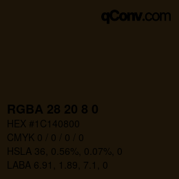 Color code: RGBA 28 20 8 0 | qconv.com