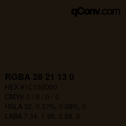 Código de color: RGBA 28 21 13 0 | qconv.com