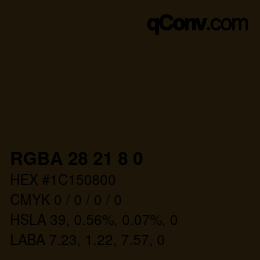 颜色代码: RGBA 28 21 8 0 | qconv.com