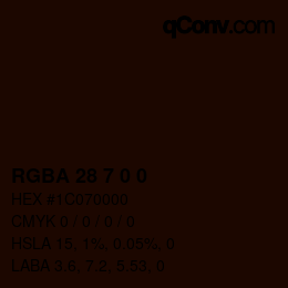 Color code: RGBA 28 7 0 0 | qconv.com