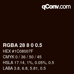 カラーコード: RGBA 28 8 0 0.5 | qconv.com