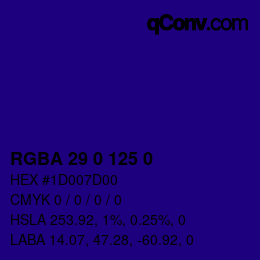 Farbcode: RGBA 29 0 125 0 | qconv.com