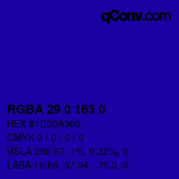 Farbcode: RGBA 29 0 163 0 | qconv.com