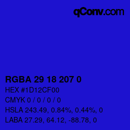Color code: RGBA 29 18 207 0 | qconv.com