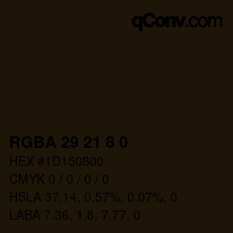 Color code: RGBA 29 21 8 0 | qconv.com