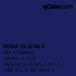 Color code: RGBA 29 32 96 0 | qconv.com