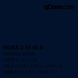 Color code: RGBA 2 18 45 0 | qconv.com