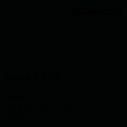 Color code: RGBA 2 3 3 0 | qconv.com