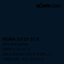 Code couleur: RGBA 3.5 21 37 0 | qconv.com