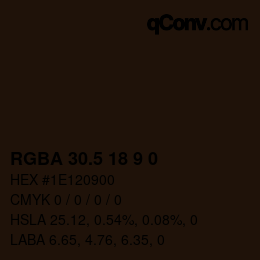 Color code: RGBA 30.5 18 9 0 | qconv.com