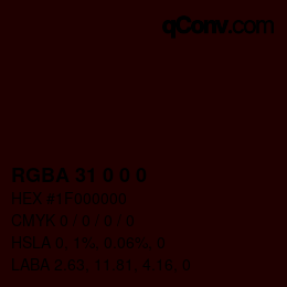 Color code: RGBA 31 0 0 0 | qconv.com