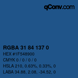 Color code: RGBA 31 84 137 0 | qconv.com