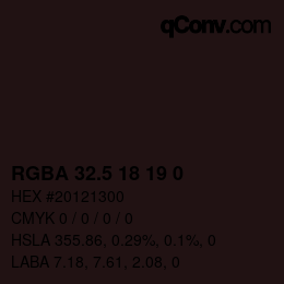 Color code: RGBA 32.5 18 19 0 | qconv.com