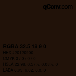 Color code: RGBA 32.5 18 9 0 | qconv.com