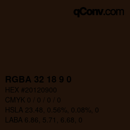 Color code: RGBA 32 18 9 0 | qconv.com