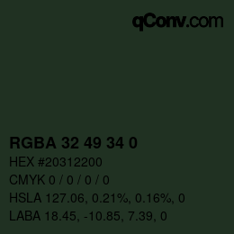 Code couleur: RGBA 32 49 34 0 | qconv.com