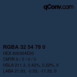 Color code: RGBA 32 54 78 0 | qconv.com