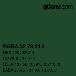 Código de color: RGBA 32 73 44 0 | qconv.com