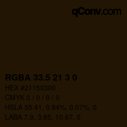 颜色代码: RGBA 33.5 21 3 0 | qconv.com