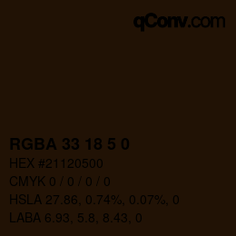 颜色代码: RGBA 33 18 5 0 | qconv.com