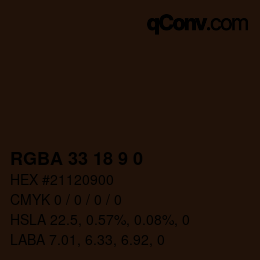 Color code: RGBA 33 18 9 0 | qconv.com