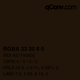 Color code: RGBA 33 20 8 0 | qconv.com