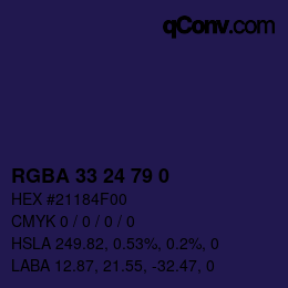 Color code: RGBA 33 24 79 0 | qconv.com