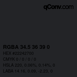 Color code: RGBA 34.5 36 39 0 | qconv.com