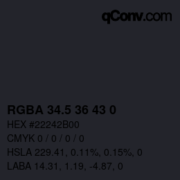 Color code: RGBA 34.5 36 43 0 | qconv.com