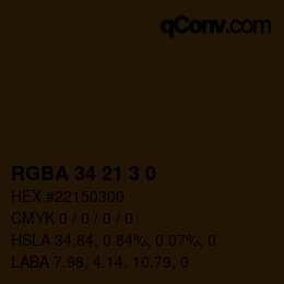 Color code: RGBA 34 21 3 0 | qconv.com