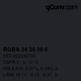 Color code: RGBA 34 36 39 0 | qconv.com